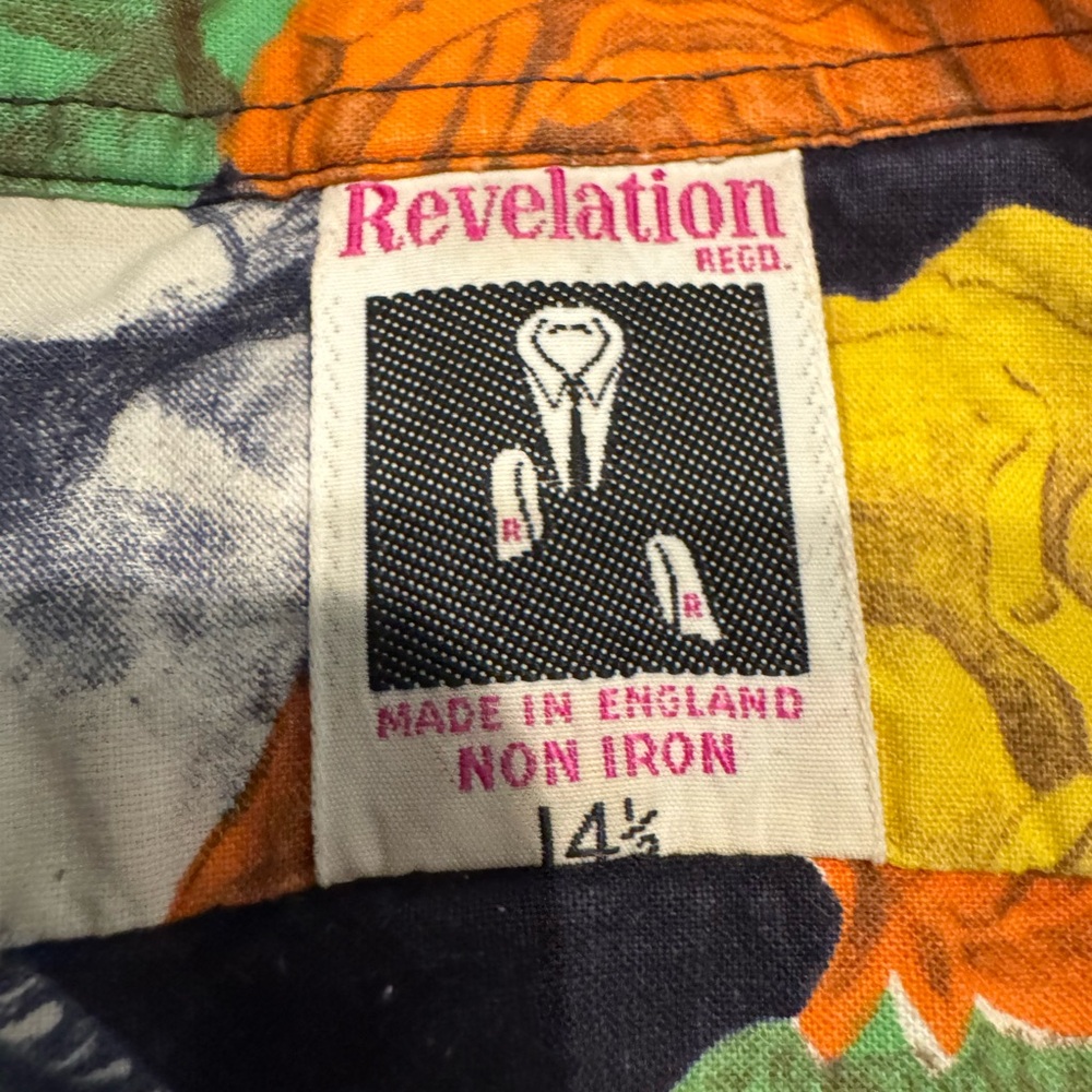 Vintage Revelation Made in England Shirt Roses Art Print Size 14½ - Picture 3 of 6